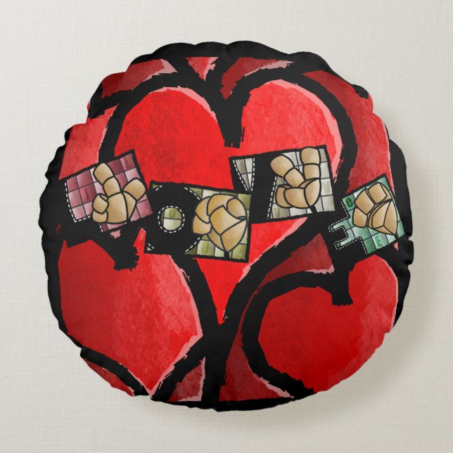 LOVE en langue des signes – Cœur Coussin (Devant)