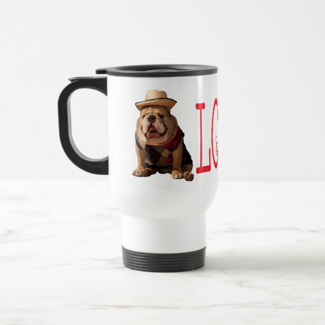 Love English Bulldog Puppy Dog Travel Mug (Gauche)