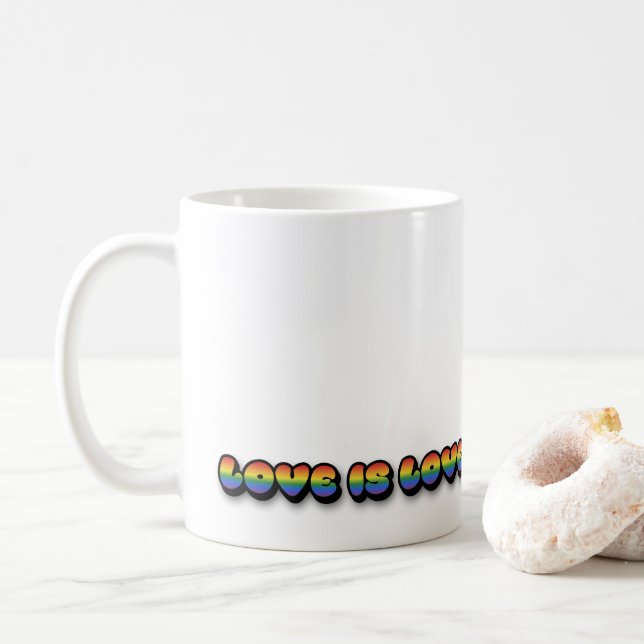 Love est Love Mug Arc-en-ciel LGBTQ (Avec donut)