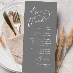 Love et Merci, Carte de Remerciement de Dîner de M