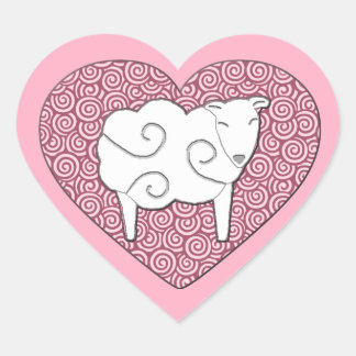 Love Ewe Love You Pink Heart Stickers