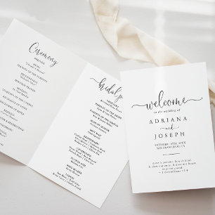 Love Fancy Script Folded Wedding Programme