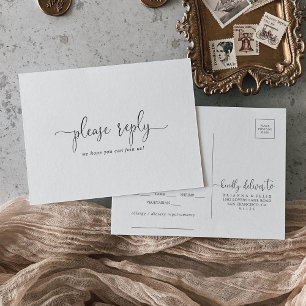 Love Fancy Script Menu Choix Carte Postale RSVP