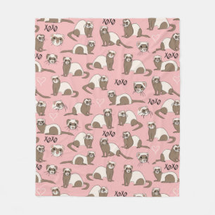 Love Ferrets - Couverture en polaire rose