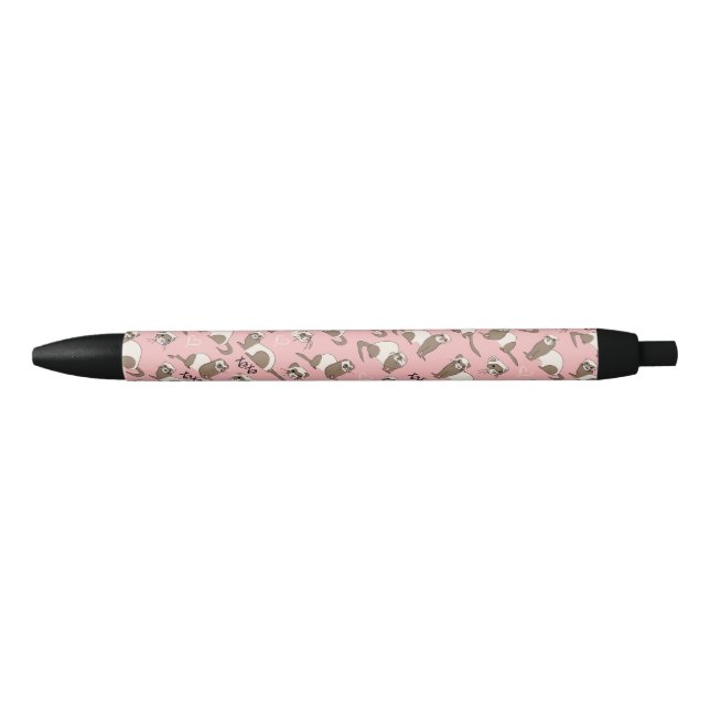 Love Ferrets - Stylo d'encre noire rose (Devant)