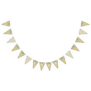 LOVE Floral Rustic Bois Mariage Drapeau