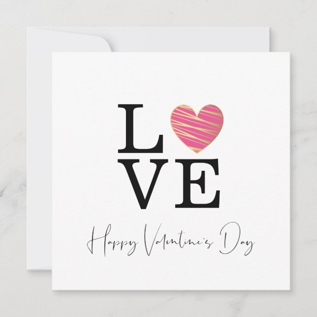 Love Fuchsia Heart Happy Valentine's Day Script (Devant)