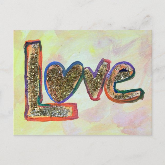 Love Golden Pastels Art Painting Carte postale (Devant)
