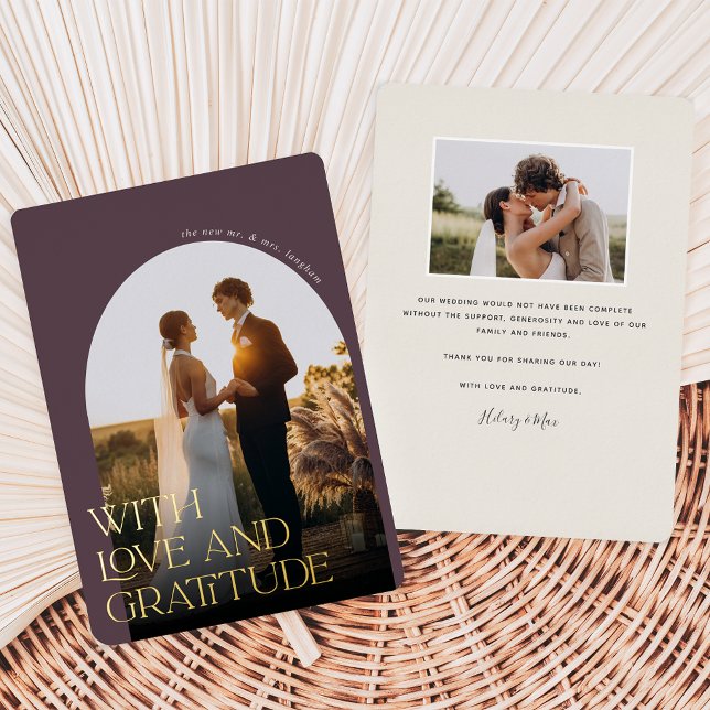 Love & Gratitude Gold Foil Mariage Carte de remerc (Créateur téléchargé)