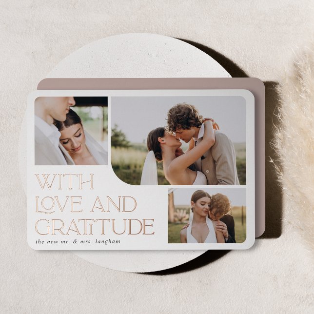 Love & Gratitude Rose Gold Foil Carte de remerciem (Créateur téléchargé)