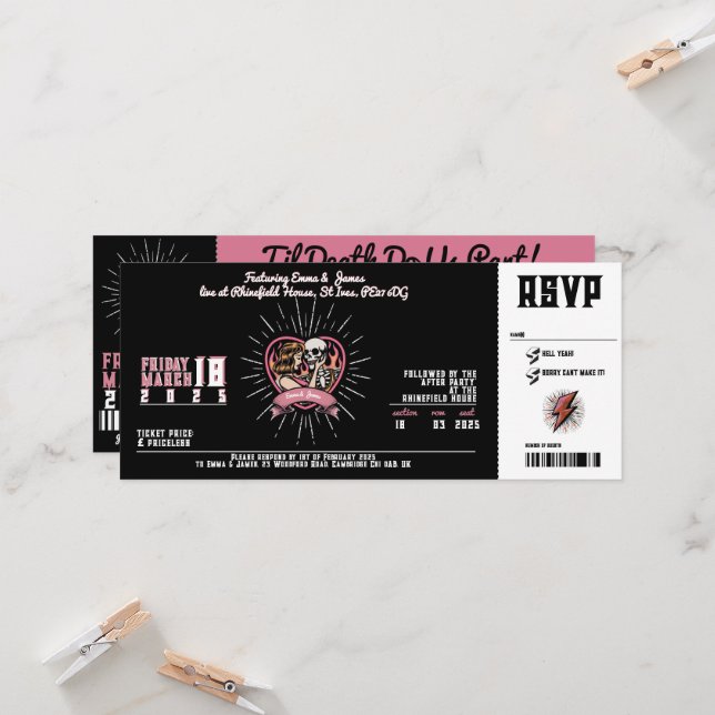 Love Groove Rock and Roll Wedding Invitation (Devant/Arrière en situation)