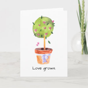 Love Grosses Coeur Topiary Watercolor Carte de voe