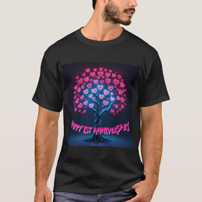 Love Grows : Neon Heart Tree Mens Tshirt (Devant)