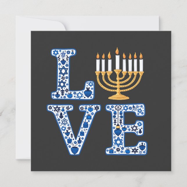 Love Hanoukka Jewish Holiday Menorah (Devant)