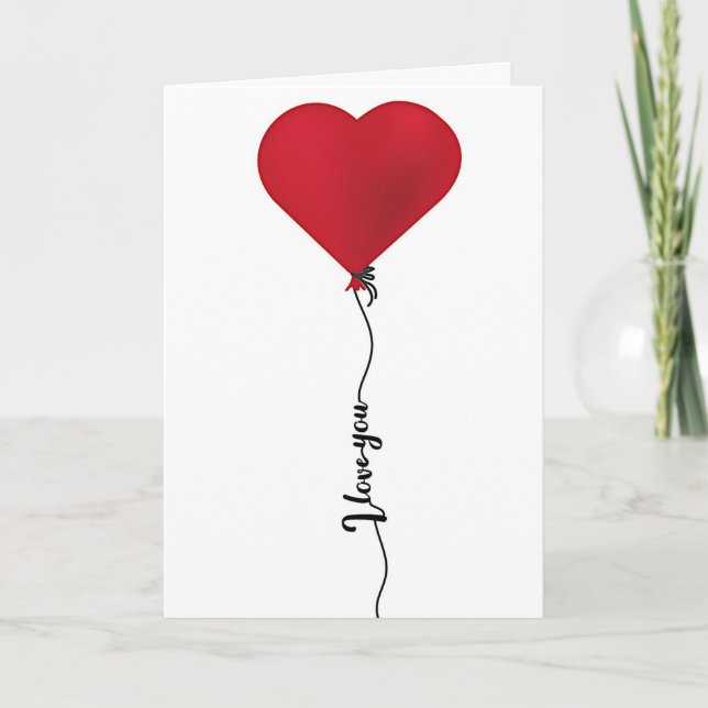 Love Heart Balloon carte de fête des mères (Devant)