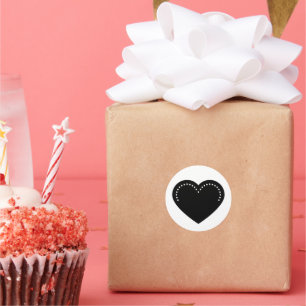 Love Heart Black Sticker rond classique de Valenti