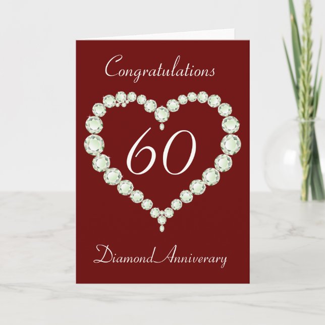 Love Heart Diamond Anniversaire Carte (Devant)