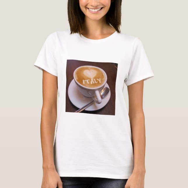 Love Heart Italie Cappuccino Coffee Cup T-shirt Mu (Devant)