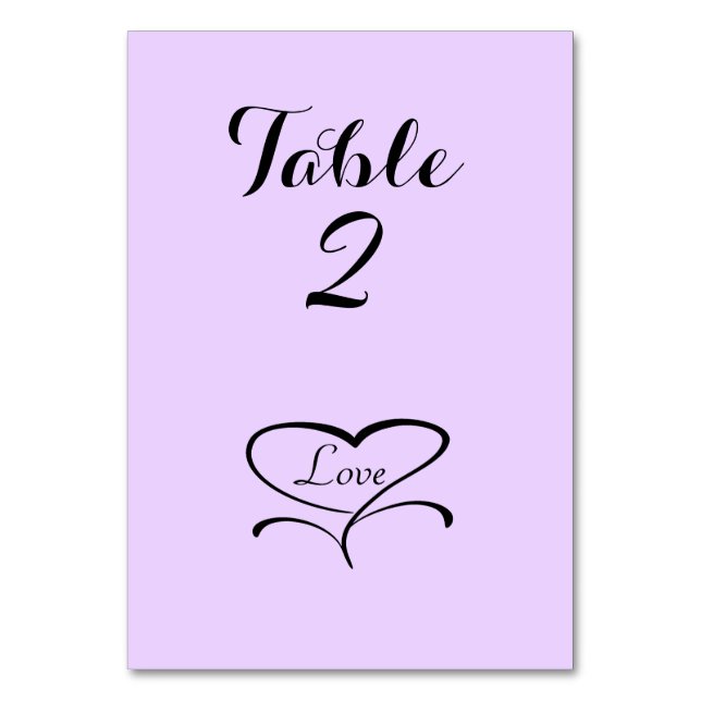 Love Heart Lavendar Cartes de table (Dos)