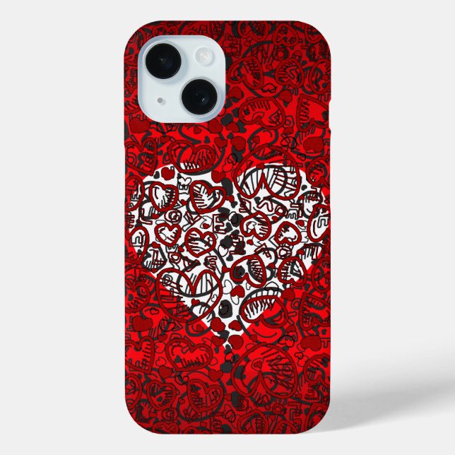 Love Heart Motif coque iphone rouge (Verso)