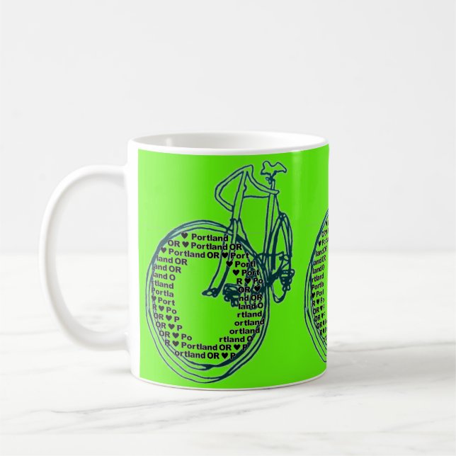 Love Heart Portland Bicycle Coffee Mug (Gauche)