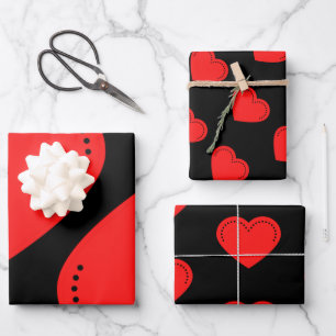 Love Heart Red Valentine's Wrapping Feuilles papie