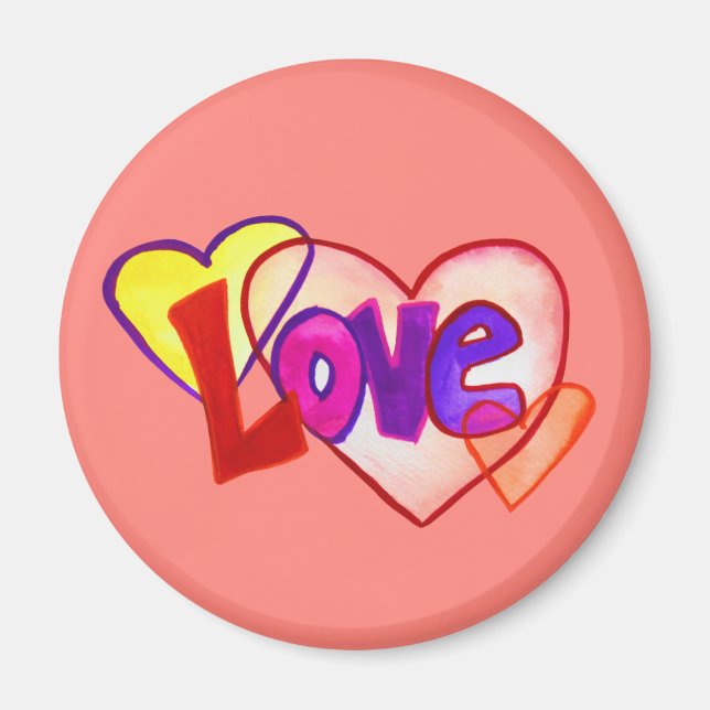 Love Heart Rings Art Peinture Magnet (Devant)