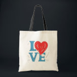 LOVE Heart Sac fourre-tout - Romantique & mignon<br><div class="desc">Diffusez l'amour partout où vous allez avec cet adorable sac fourre-tout d'AMOUR dessiné à la main ! Doté d'une typographie ludique avec un coeur à la place de la lettre "O", ce design est parfait pour les âmes romantiques, les donneurs de cadeaux, ou toute personne qui aime porter la joie....</div>