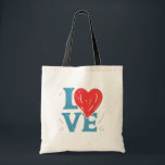 LOVE Heart Sac fourre-tout - Romantique & mignon<br><div class="desc">Diffusez l'amour partout où vous allez avec cet adorable sac fourre-tout d'AMOUR dessiné à la main ! Doté d'une typographie ludique avec un coeur à la place de la lettre "O", ce design est parfait pour les âmes romantiques, les donneurs de cadeaux, ou toute personne qui aime porter la joie....</div>