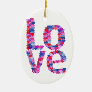 LOVE Heart Text Ornement