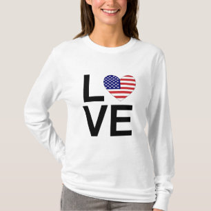LOVE Heart USA Drapeau rouge blanc et bleu T-shirt