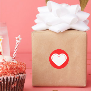 Love Heart White Sticker rond de Saint-Valentin cl