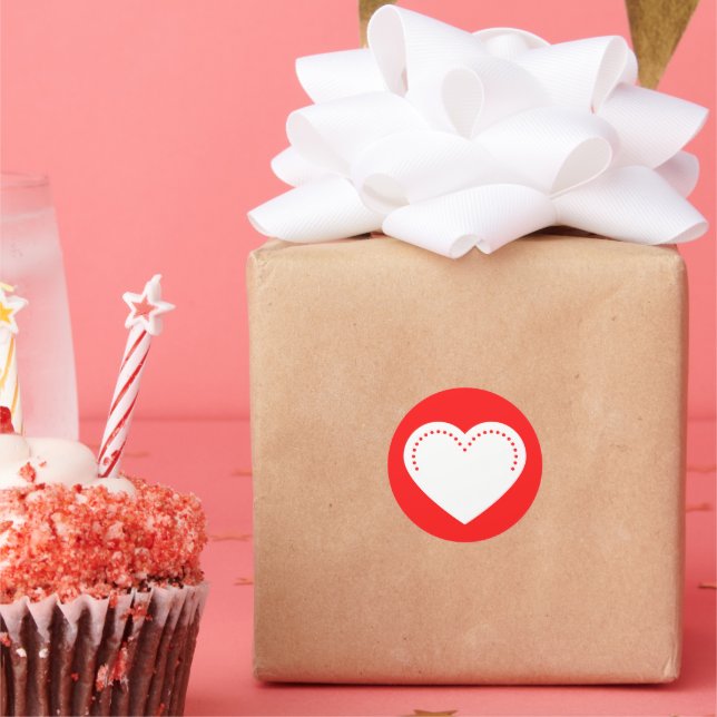 Love Heart White Sticker rond de Saint-Valentin cl (Fête)