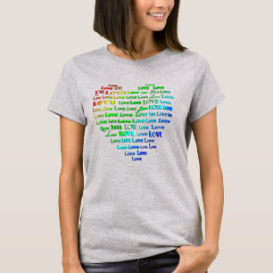 Love Heart Word Cloud dans Rainbow Colors T-Shirt