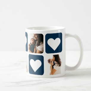 Love Hearts Blue Photo Collage Mug