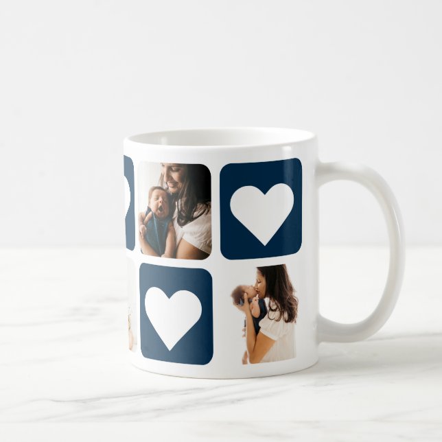Love Hearts Blue Photo Collage Mug (Droite)