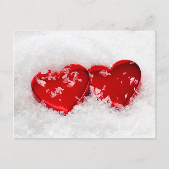 Love Hearts dans la carte postale Neige (Devant)