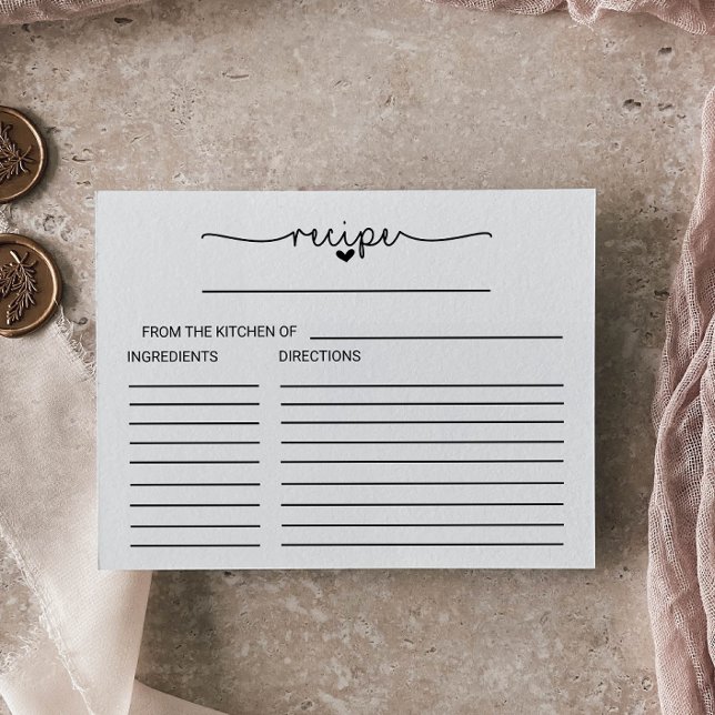 Love Hearts Fête des mariées Recette Cartes (Créateur téléchargé)