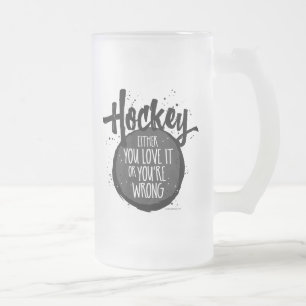 Love Hockey Frosted Glass Beer Mug