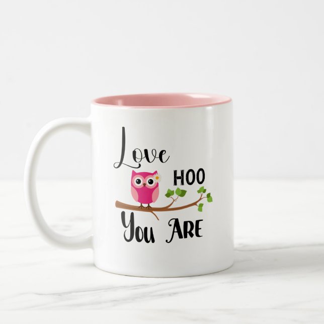 Love Hoo Vous Êtes Chouette Rose Mug (Gauche)