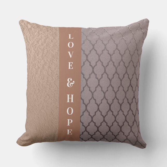 Love & Hope Rose Damask/Gold Shimmery Coussin (Recto)