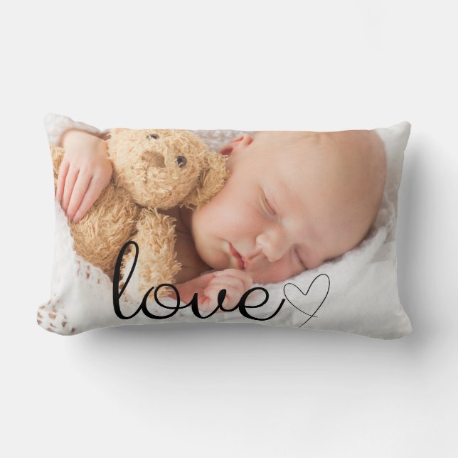 Love in Black Script & Heart Coussin photo personn (Recto)