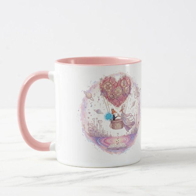 "Love in the Air" Fox Heart Hot Air Balloon Mug (Gauche)