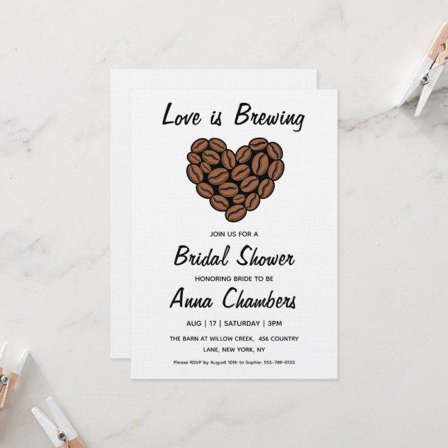love is brewing bridal shower invitations (Devant/Arrière en situation)