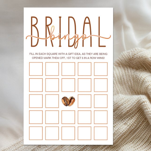 Love Is Brewing Coffee Bridal Shower Bingo Game (Bridal Bingo)