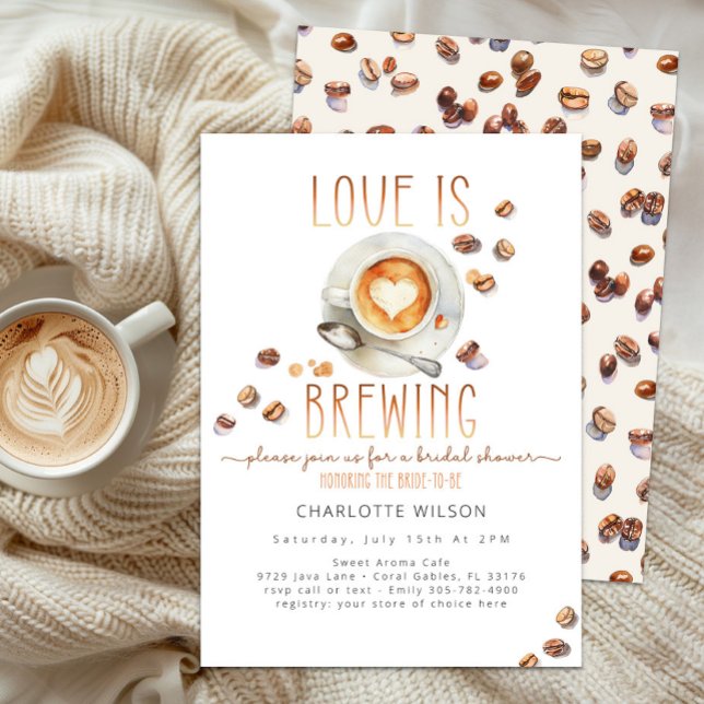 Love Is Brewing Coffee Bridal Shower Invitation (Love Is Brewing Baby Shower)