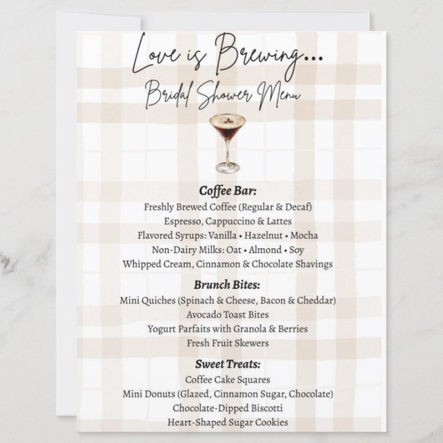 Love is Brewing Menu (Devant)