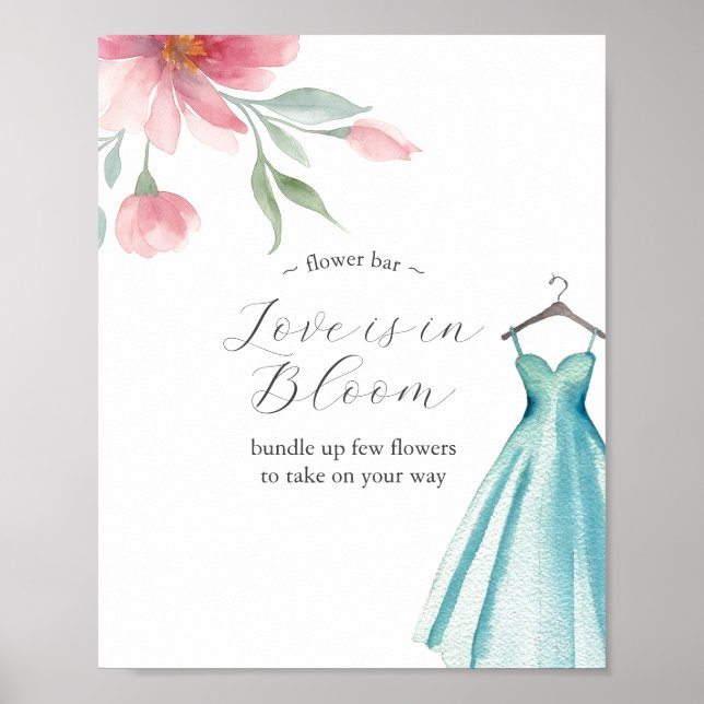 Love is in Bloom Flower Bar Poster Blue Dress (Devant)