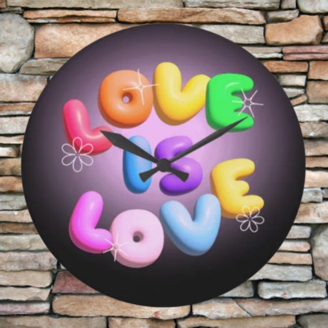 Love Is Love 3D Rainbow Pride Horloge murale (Créateur téléchargé)