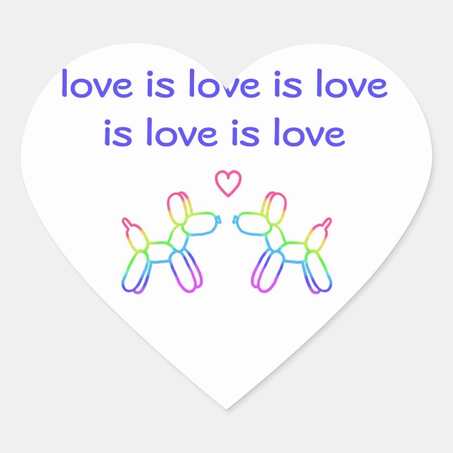 Love is Love Balloon Chiens Coeur Sticker (Devant)